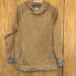 Merrell Hoodie Womens Med Brown Gray Trim Thick Pullover Sweatshirt ‎ Sweater